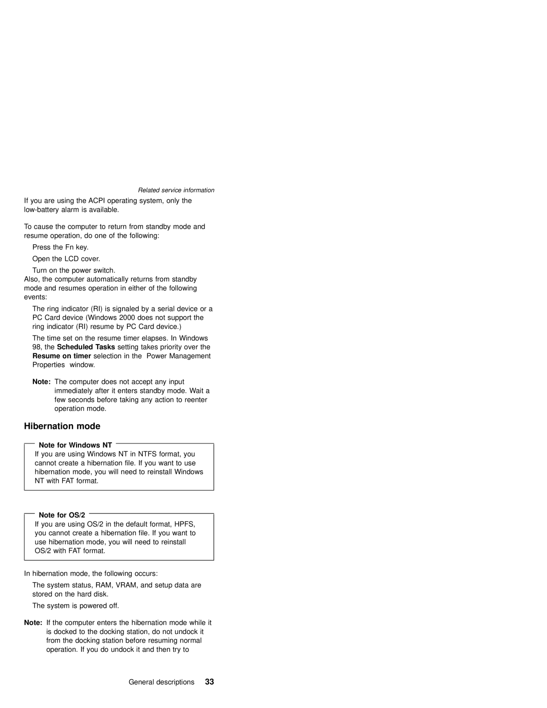 IBM MT 2367, MT 2366 manual Hibernation mode 