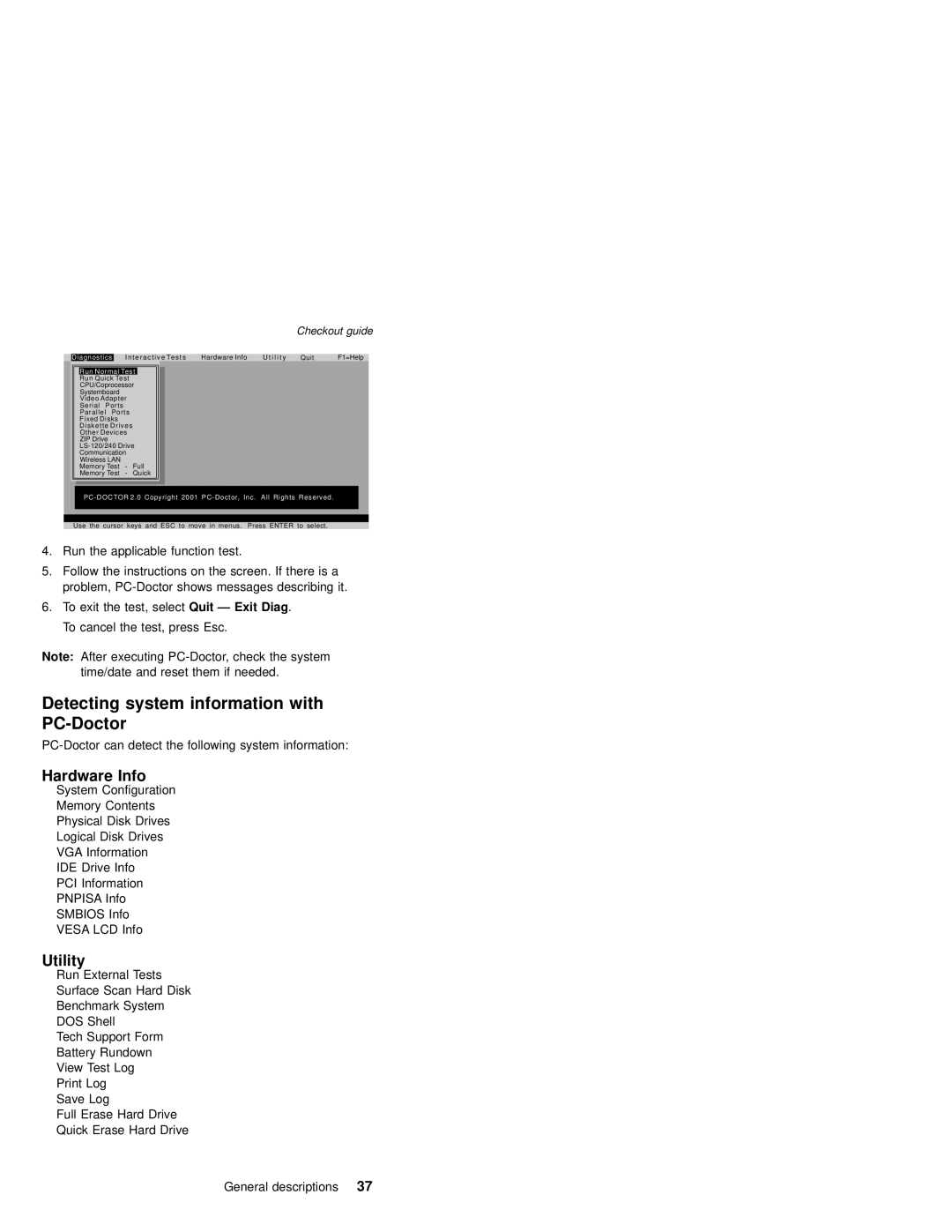 IBM MT 2367, MT 2366 manual Detecting system information with PC-Doctor, Hardware Info, Utility 