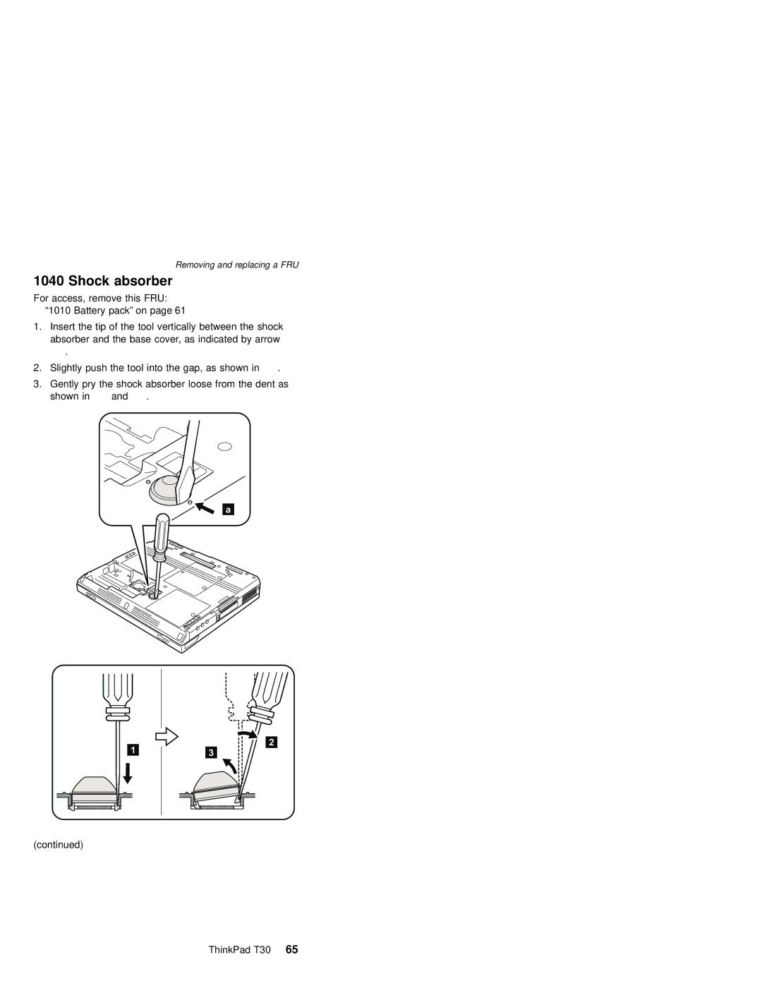 IBM MT 2367, MT 2366 manual Shock absorber, Shown ThinkPad T30 