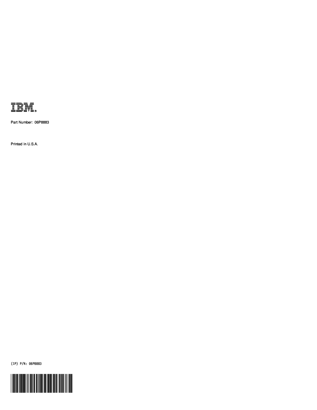 IBM MT 2632 manual Part Number 06P8883 Printed in U.S.A, 1P P/N 06P8883 