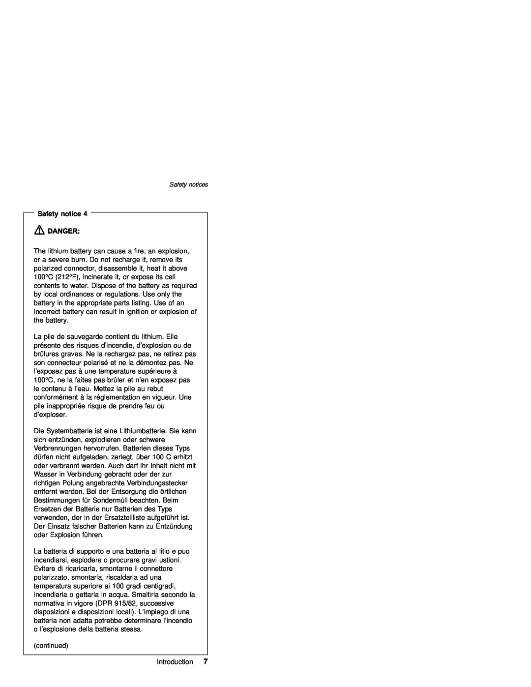 IBM MT 2632 manual Safety notice, continued Introduction 