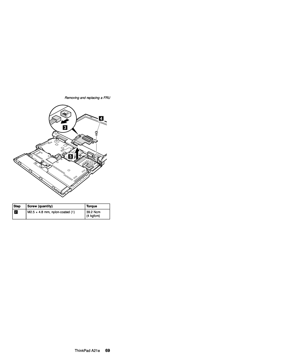 IBM MT 2632 manual ThinkPad A21e, Step, Screw quantity, Torque 
