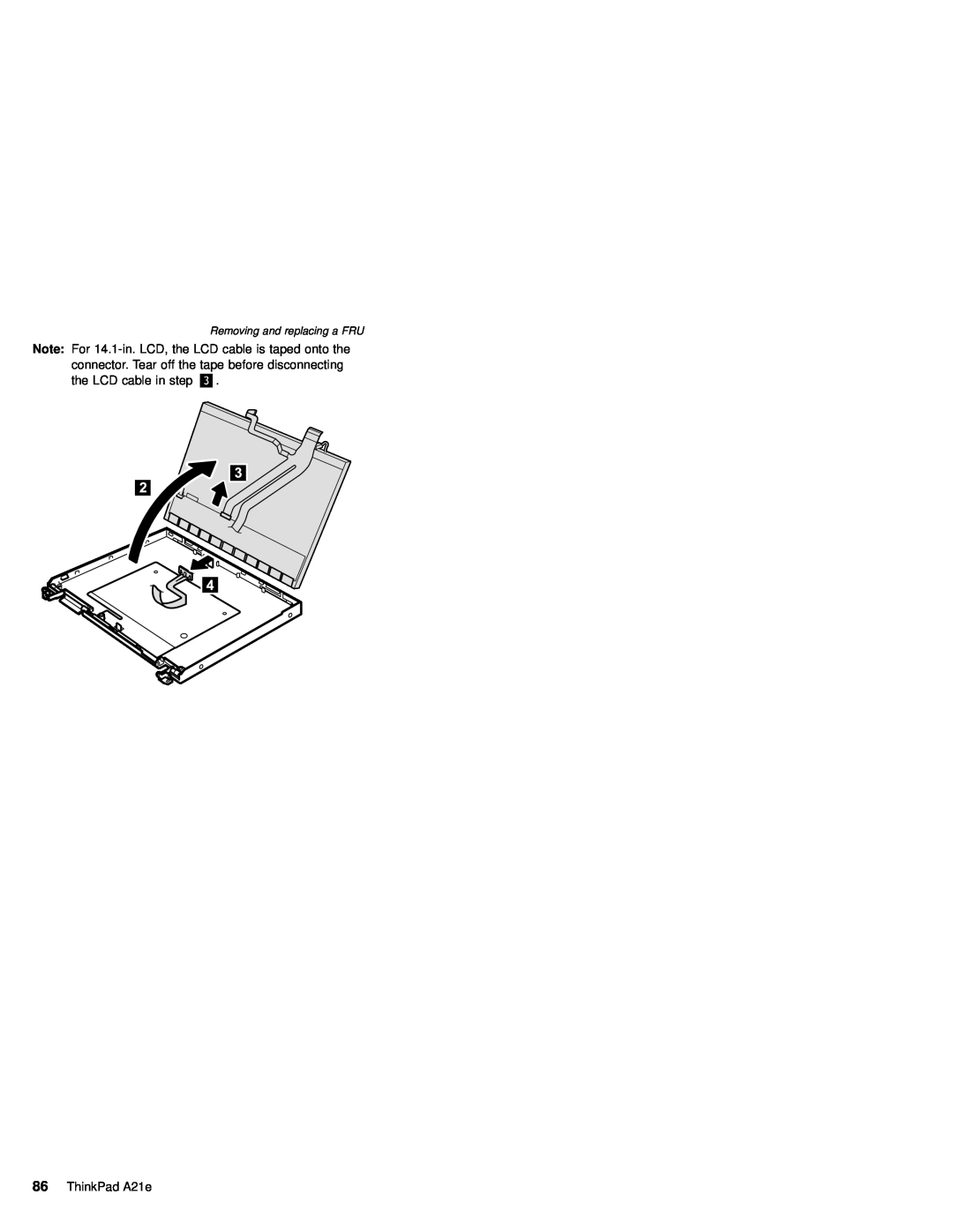 IBM MT 2632 manual ThinkPad A21e, Removing and replacing a FRU 