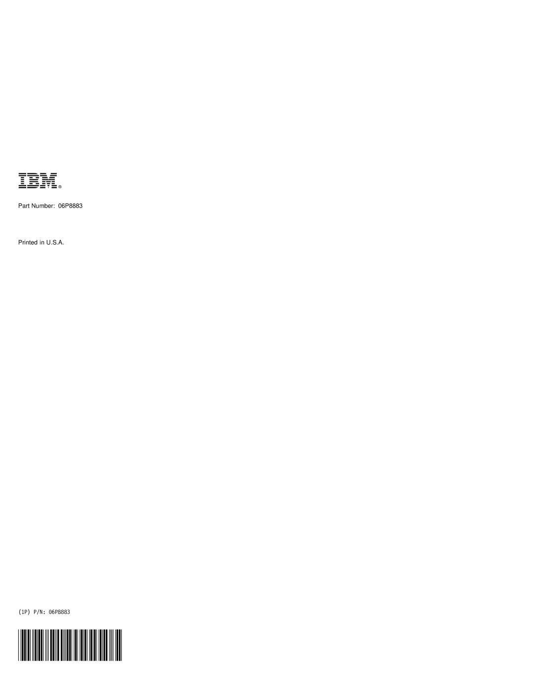 IBM MT 2632 manual Part Number 06P8883 