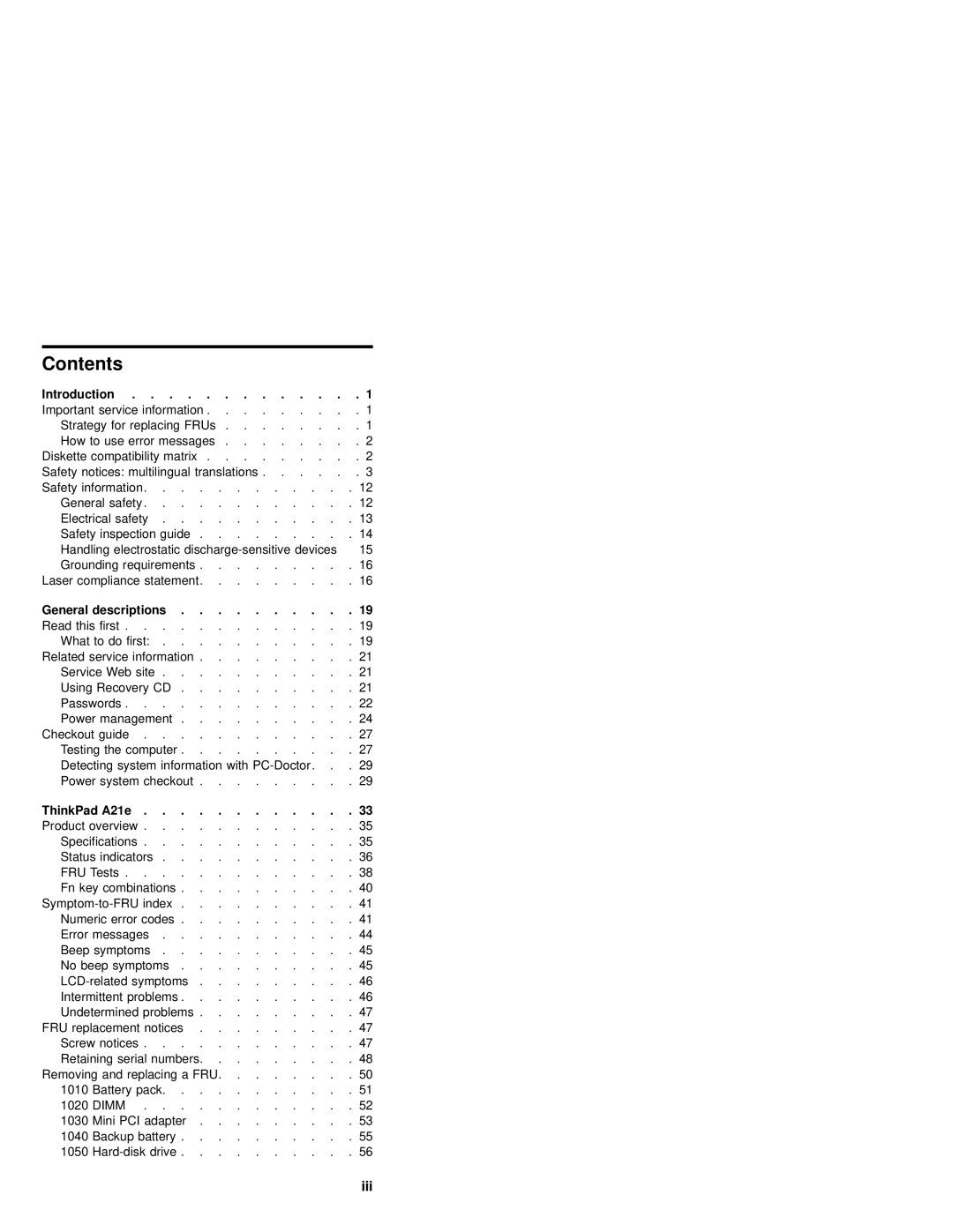 IBM MT 2632 manual Contents 