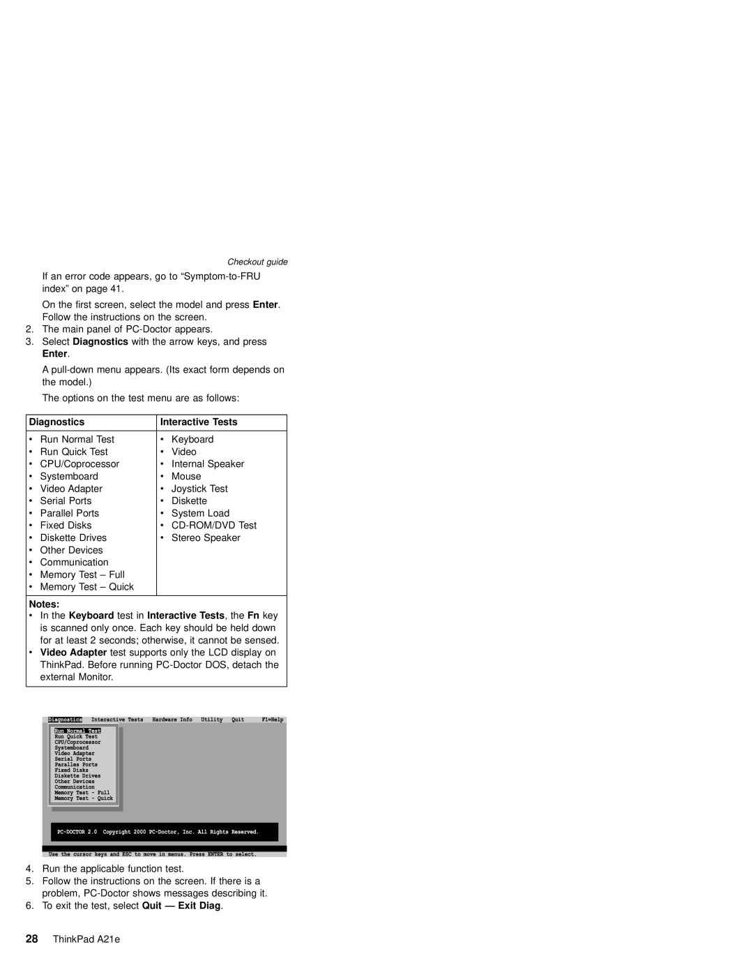 IBM MT 2632 manual Diagnostics Interactive Tests 