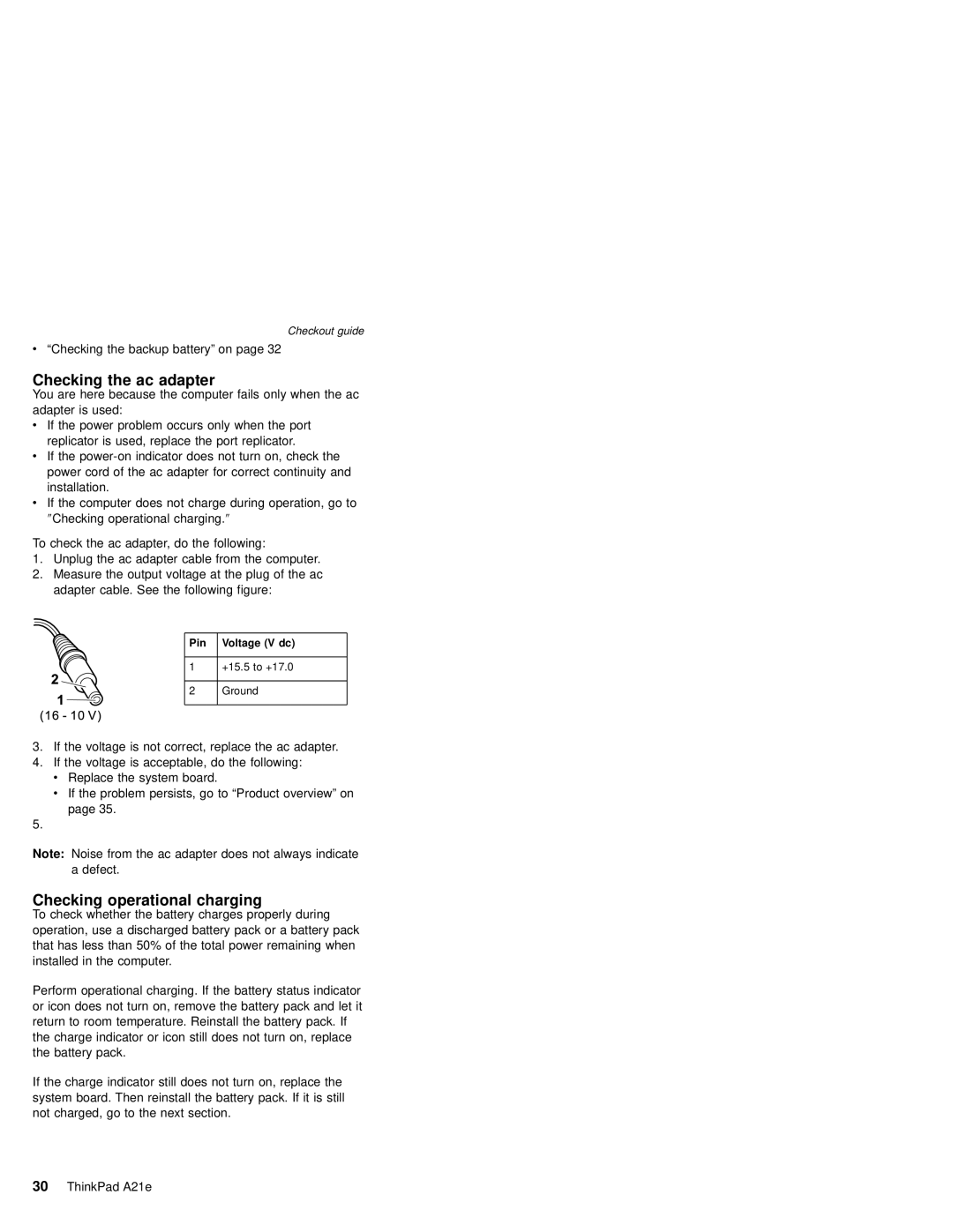 IBM MT 2632 manual Checking the ac adapter, Checking operational charging 