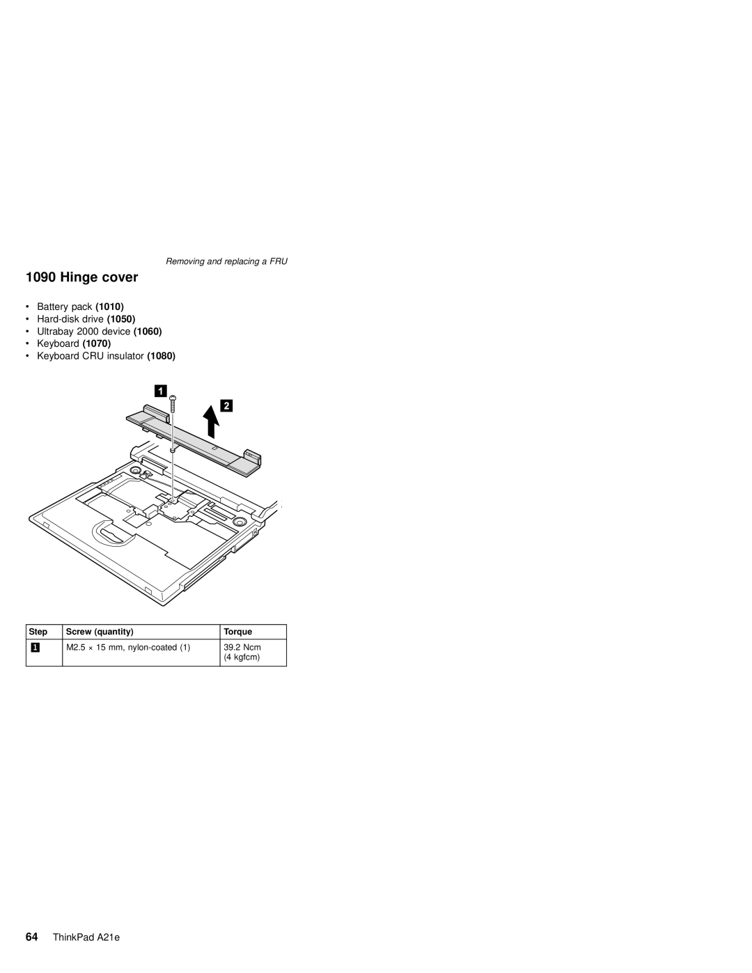 IBM MT 2632 manual Hinge cover 