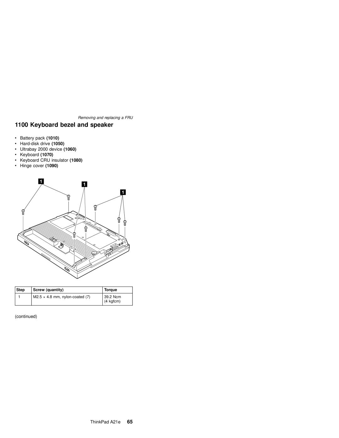 IBM MT 2632 manual Keyboard bezel and speaker 