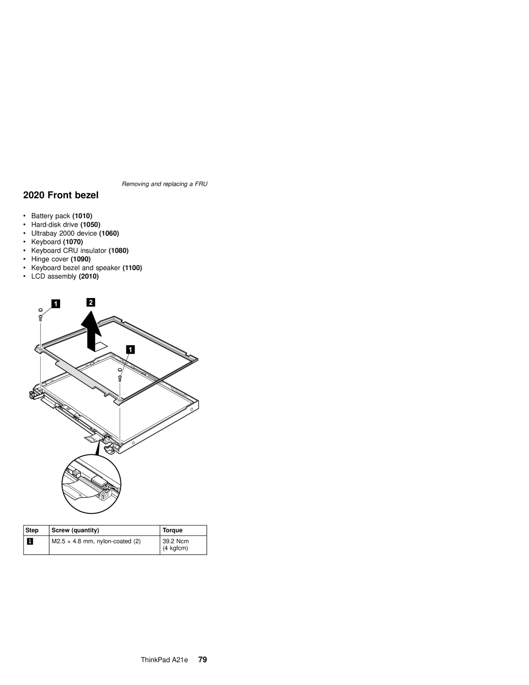 IBM MT 2632 manual Front bezel 