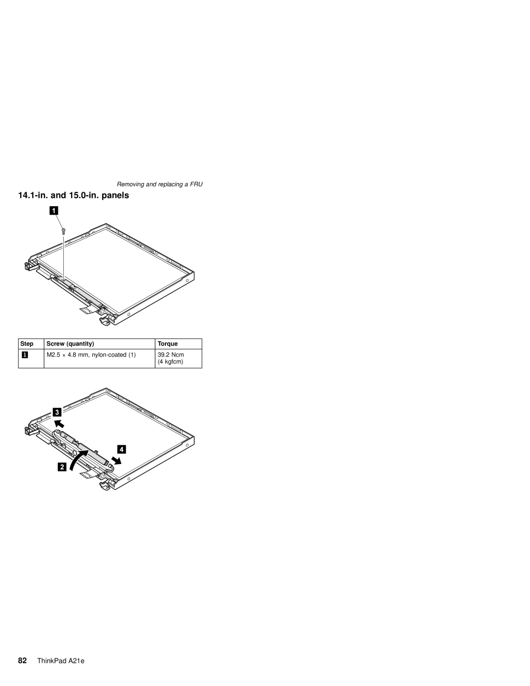 IBM MT 2632 manual 14.1-in. and 15.0-in. panels 