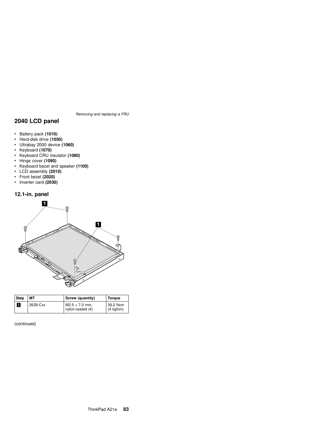 IBM MT 2632 manual LCD panel 