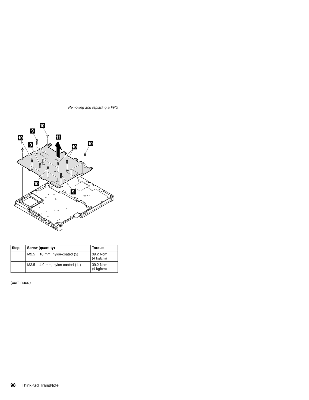 IBM MT 2675 manual M2.5 × 16 mm, nylon-coated 39.2 Ncm Kgfcm Mm, nylon-coated 