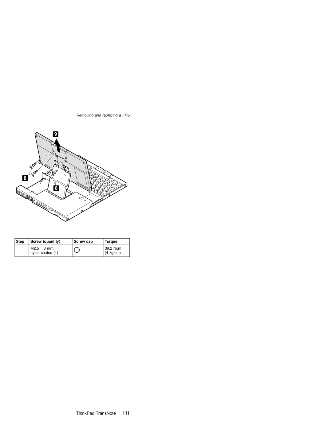 IBM MT 2675 manual Step Screw quantity Screw cap Torque 