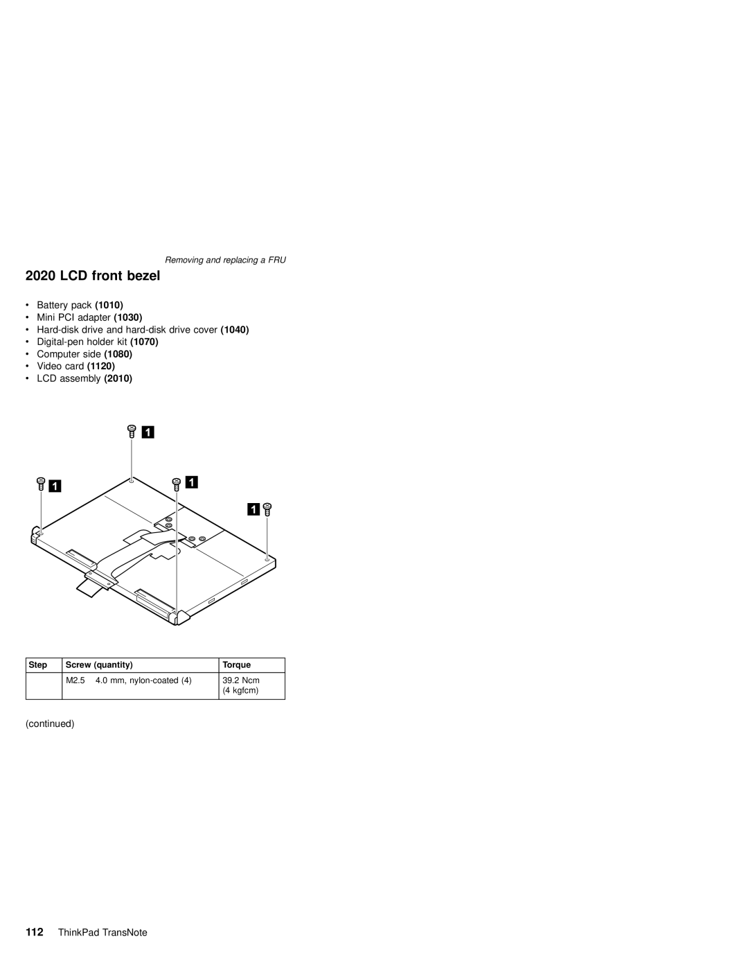 IBM MT 2675 manual LCD front bezel 