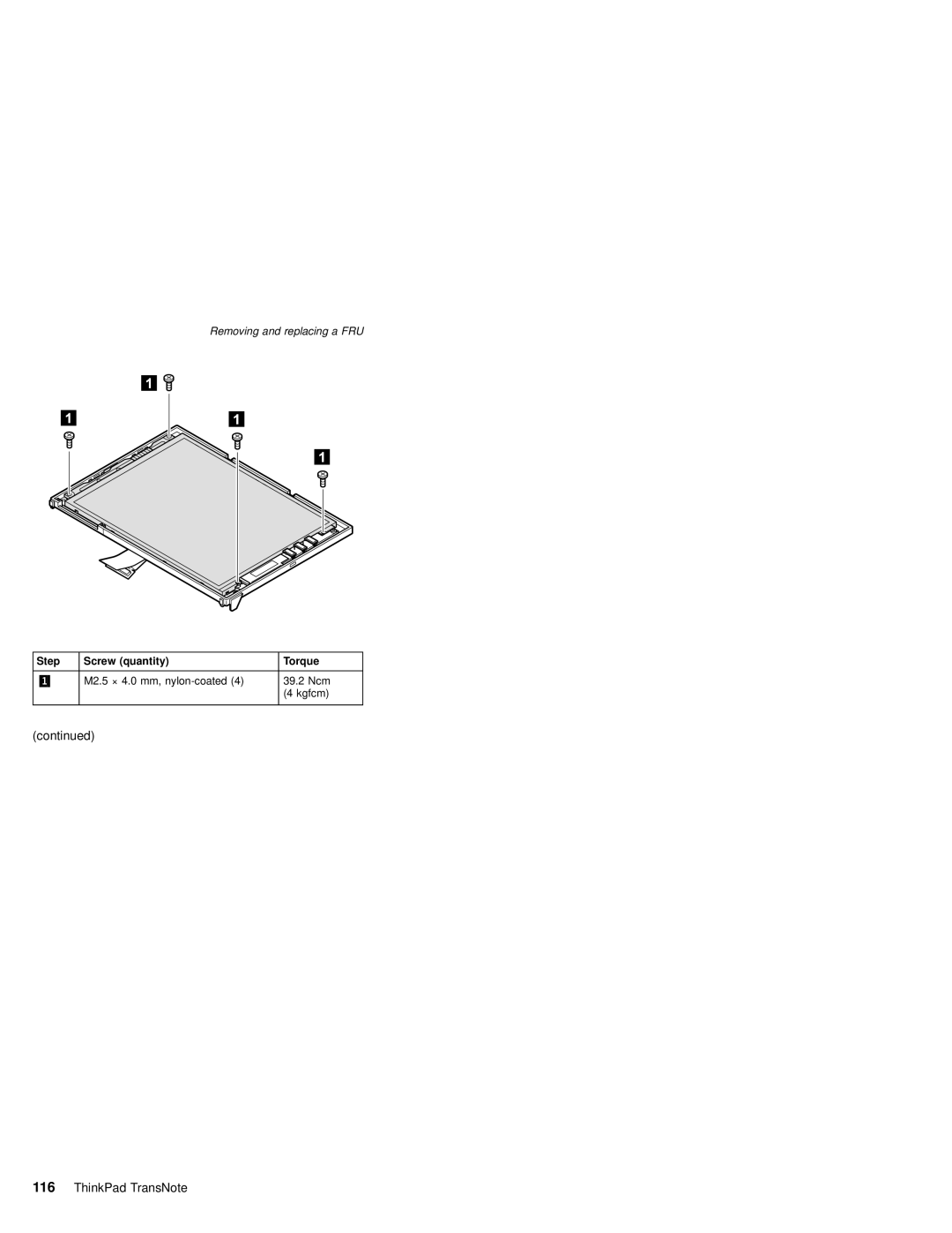 IBM MT 2675 manual Step Screw quantity Torque 