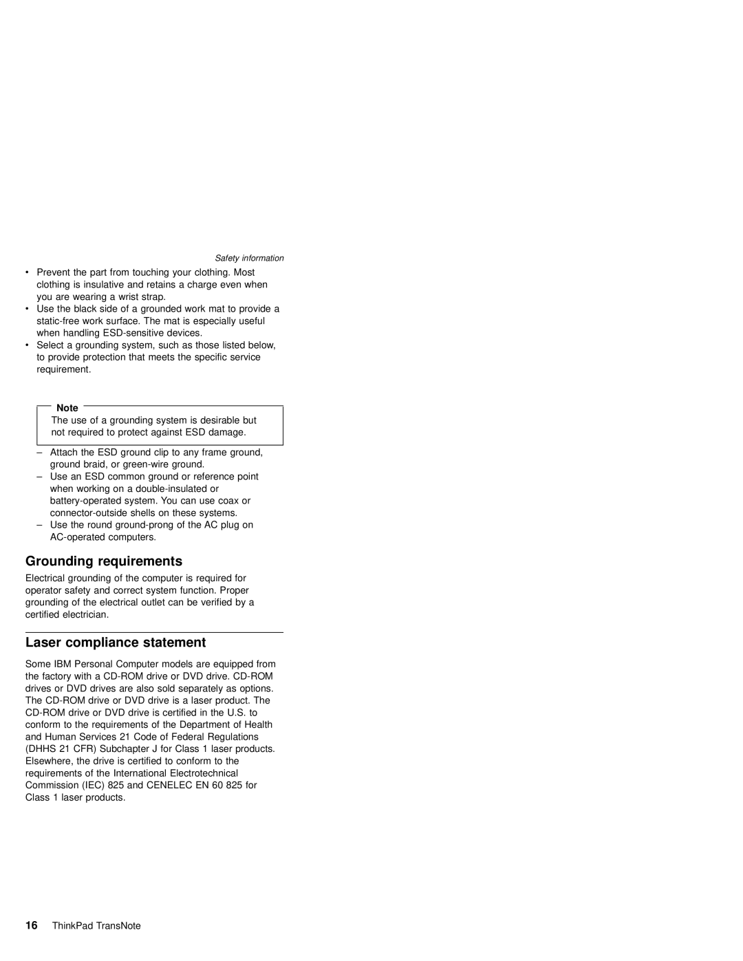 IBM MT 2675 manual Grounding requirements, Laser compliance statement 