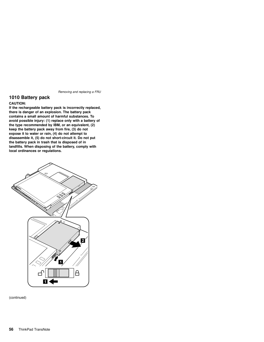 IBM MT 2675 manual Battery pack 