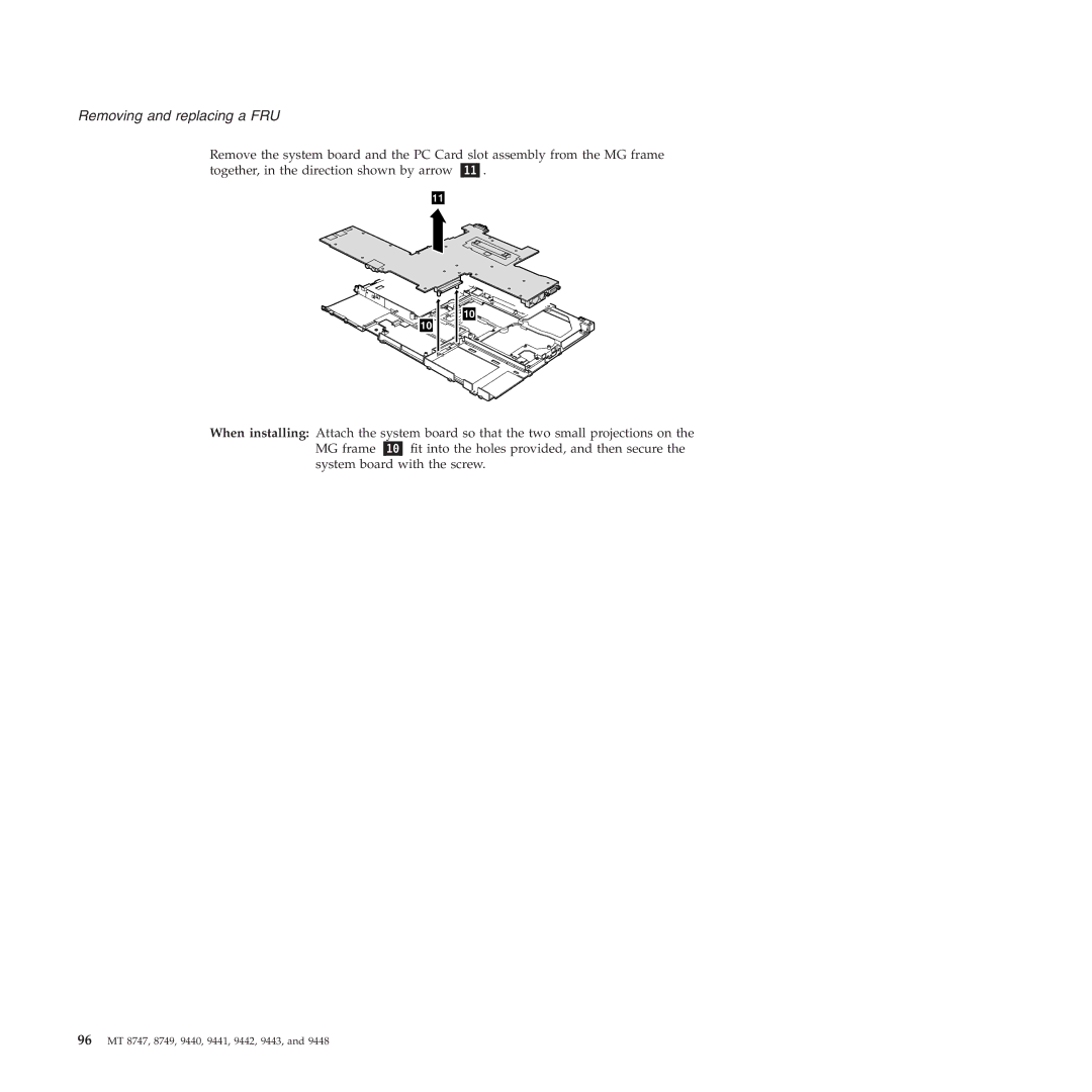 IBM MT 9442, MT 9448, MT 9440, MT 9443, MT 9441, MT 8749 manual 96 MT 8747, 8749, 9440, 9441, 9442, 9443 