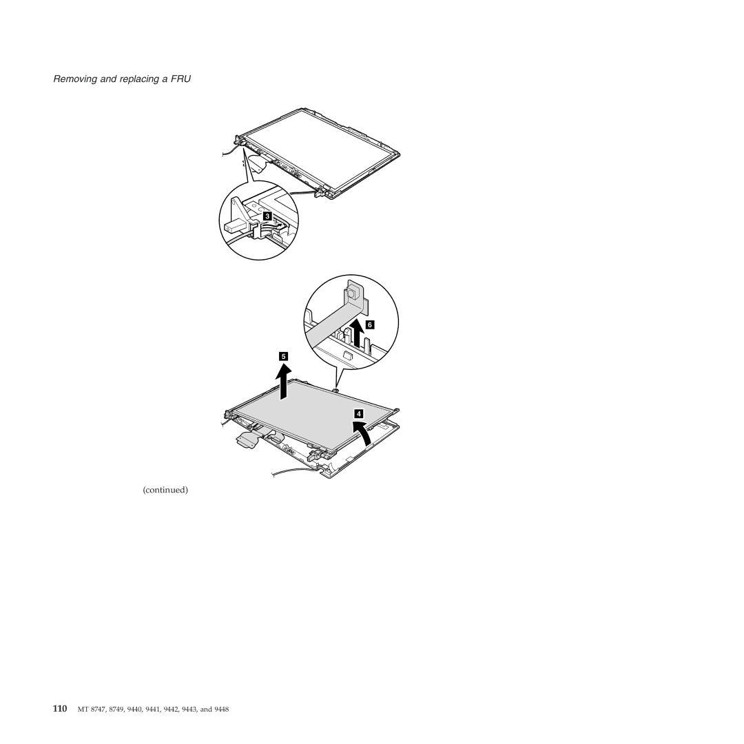 IBM MT 9442, MT 9448, MT 9440, MT 9443, MT 9441, MT 8749 manual 110 MT 8747, 8749, 9440, 9441, 9442, 9443 