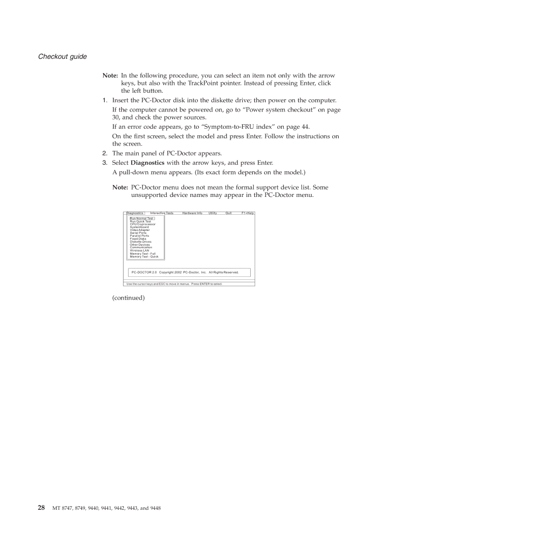 IBM MT 8749, MT 9448, MT 9440, MT 9443, MT 9442, MT 9441 manual 28 MT 8747, 8749, 9440, 9441, 9442, 9443 