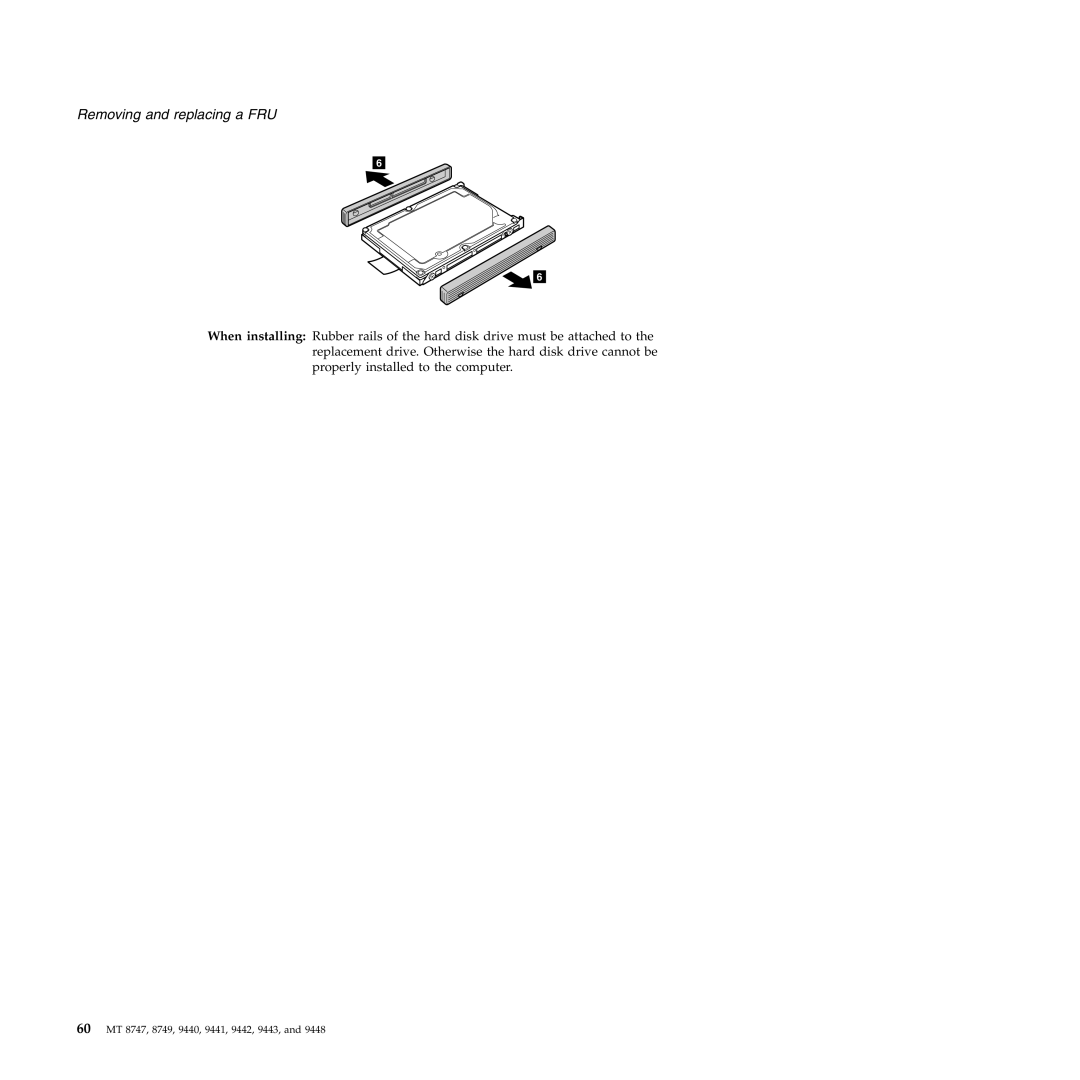 IBM MT 9443, MT 9448, MT 9440, MT 9442, MT 9441, MT 8749 manual 60 MT 8747, 8749, 9440, 9441, 9442, 9443 