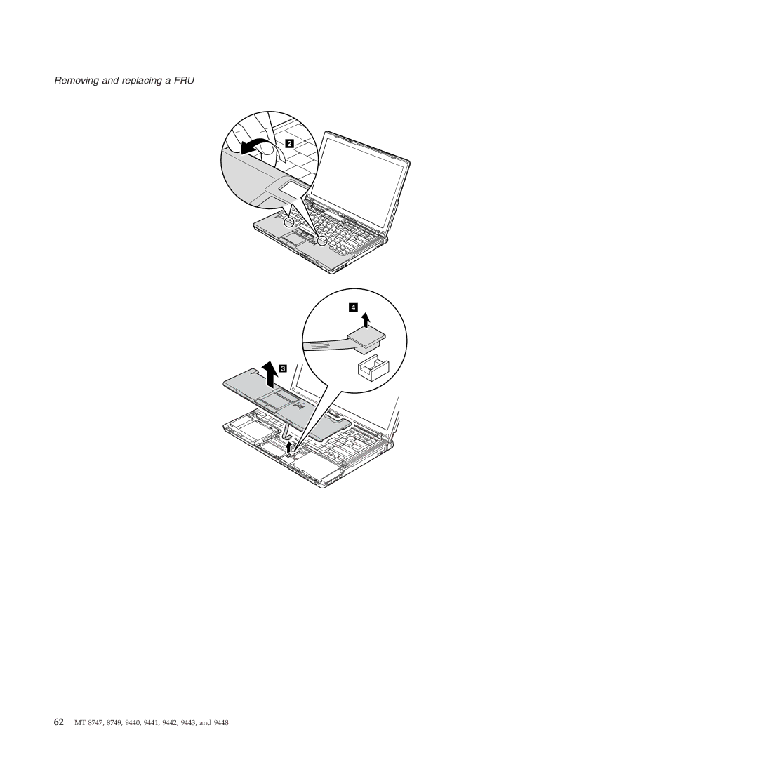 IBM MT 9441, MT 9448, MT 9440, MT 9443, MT 9442, MT 8749 manual 62 MT 8747, 8749, 9440, 9441, 9442, 9443 