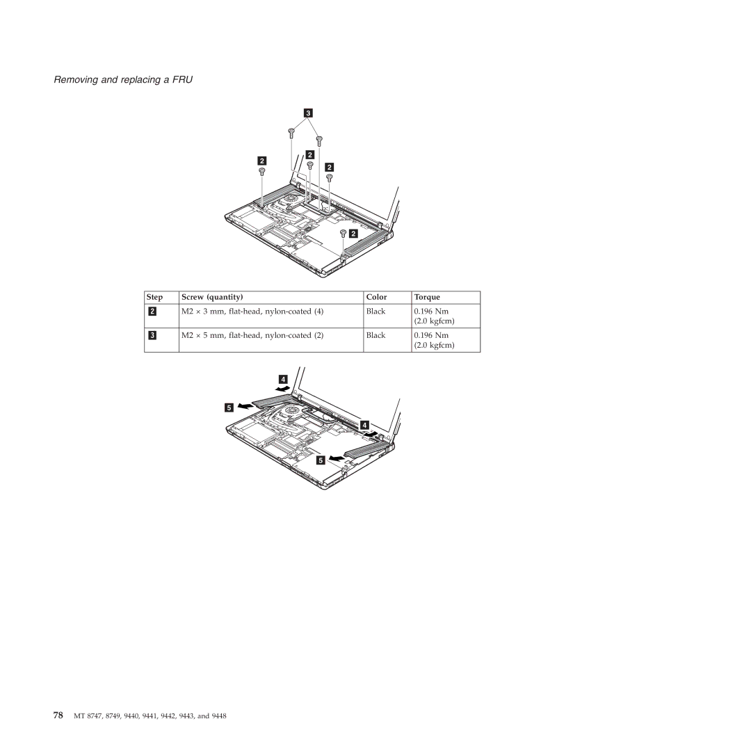 IBM MT 9448, MT 9440, MT 9443, MT 9442, MT 9441, MT 8749 manual 78 MT 8747, 8749, 9440, 9441, 9442, 9443 