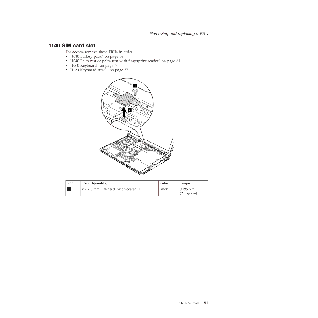 IBM MT 9443, MT 9448, MT 8747, MT 9440, MT 9442, MT 9441, MT 8749 manual SIM card slot 