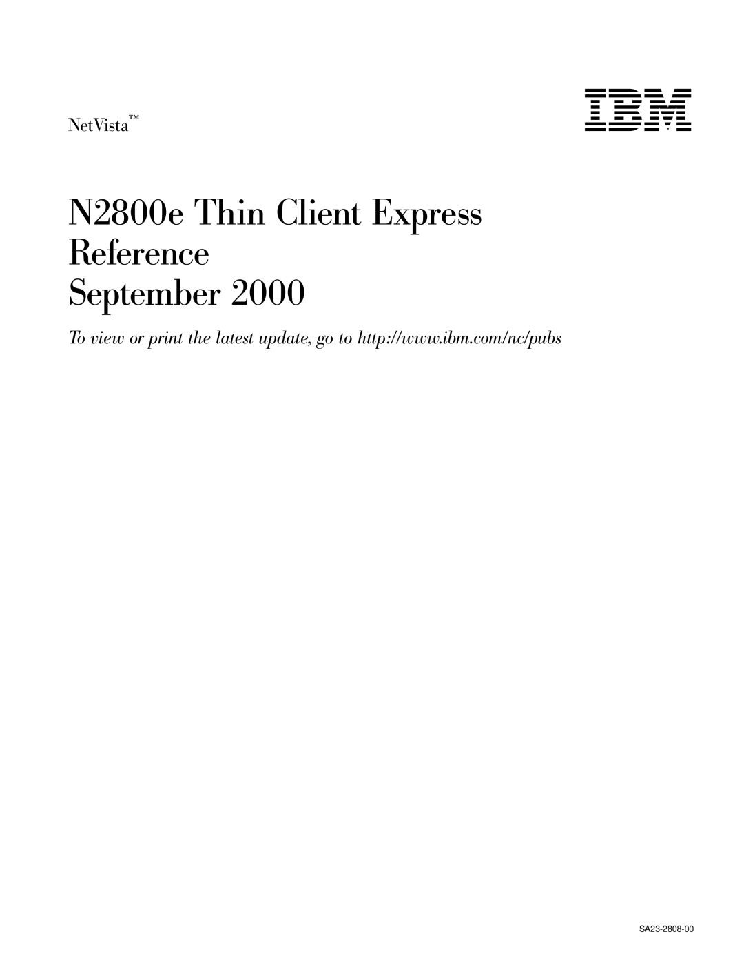 IBM manual N2800e Thin Client Express Reference September 