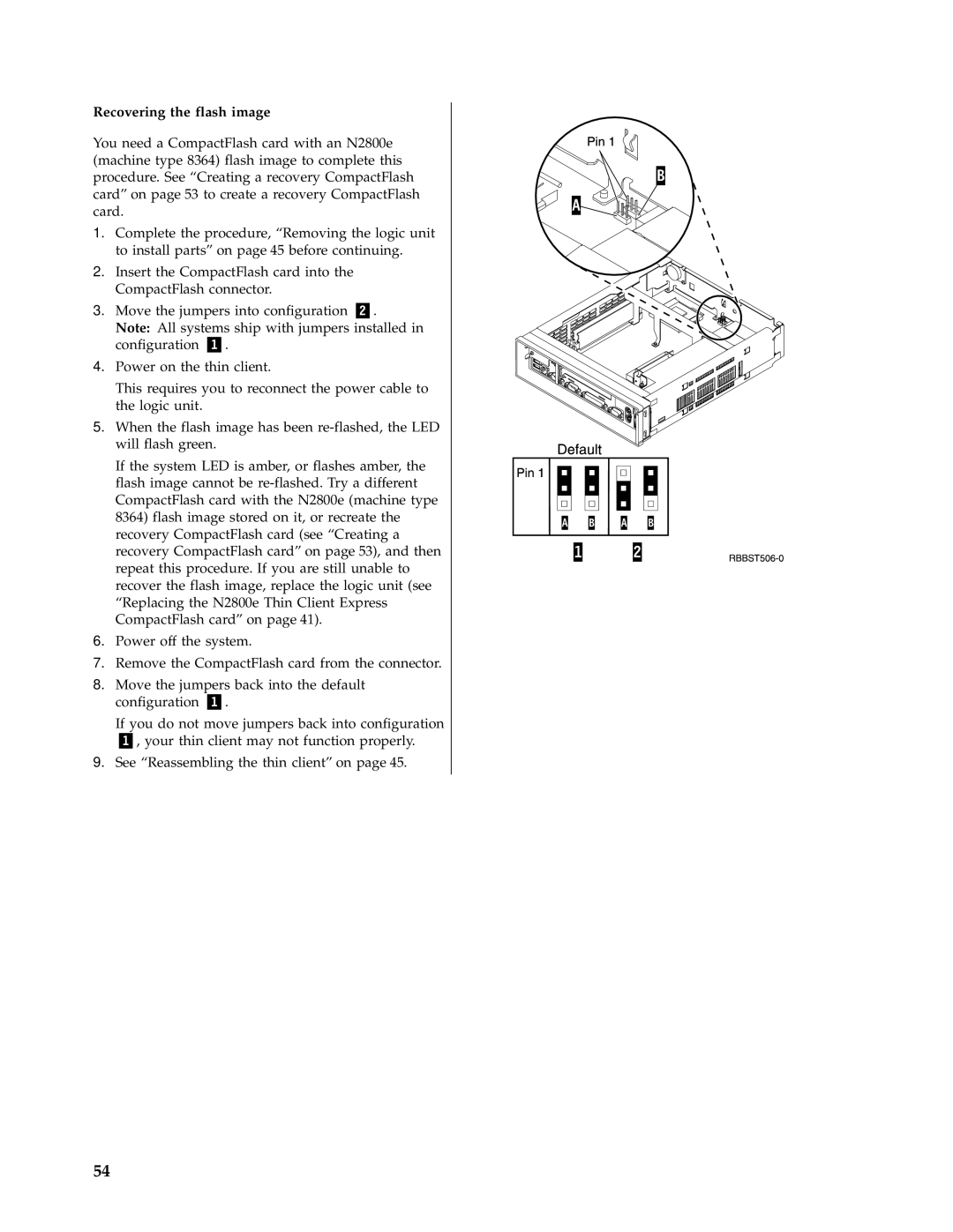 IBM N2800e manual Recovering the flash image 