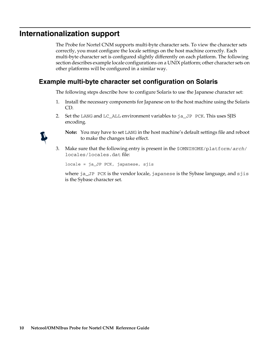 IBM Netcool/OMNIbus Probe for Nortel CNM manual Internationalization support 