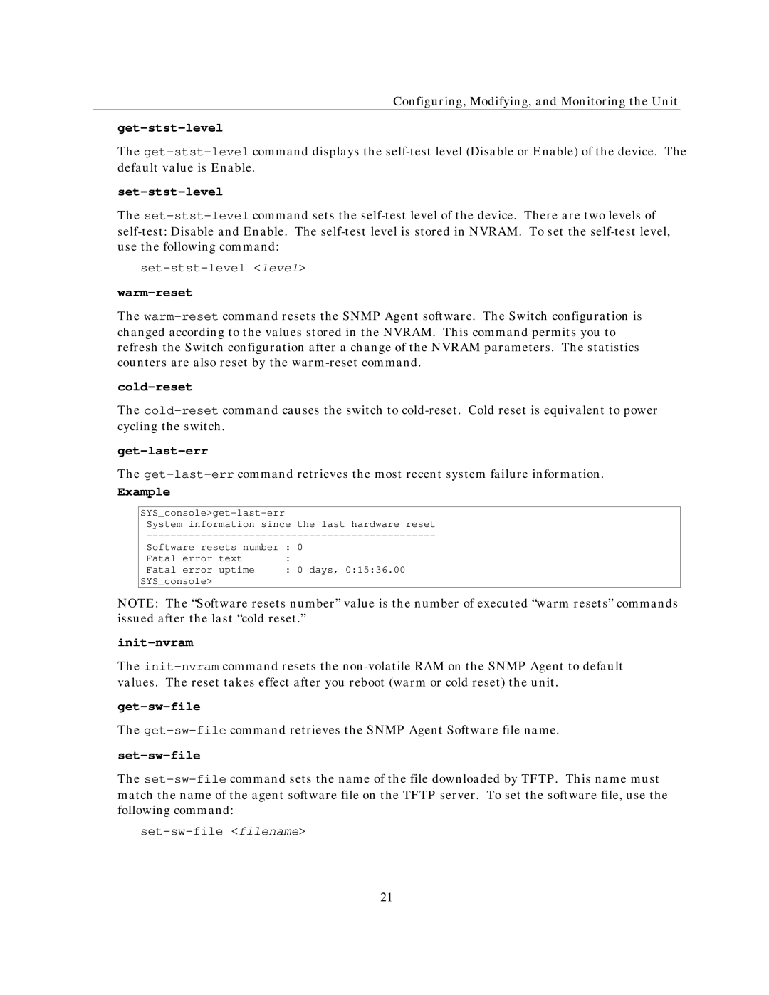 IBM NH2025-10 Get-stst-level, Set-stst-level, Warm-reset, Cold-reset, Get-last-err, Init-nvram, Get-sw-file, Set-sw-file 