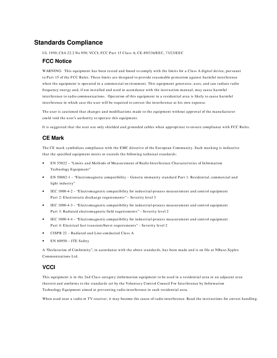 IBM NH2025-10 manual Standards Compliance, FCC Notice, CE Mark 