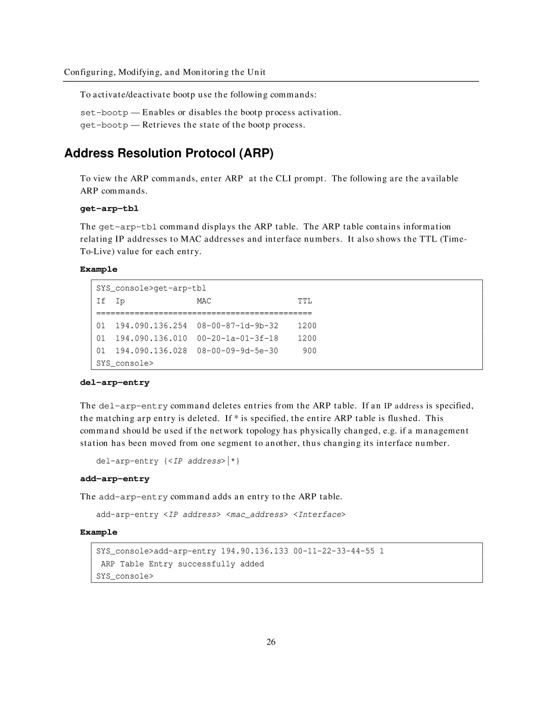 IBM NH2025-10 manual Address Resolution Protocol ARP, Get-arp-tbl, Del-arp-entry, Add-arp-entry 