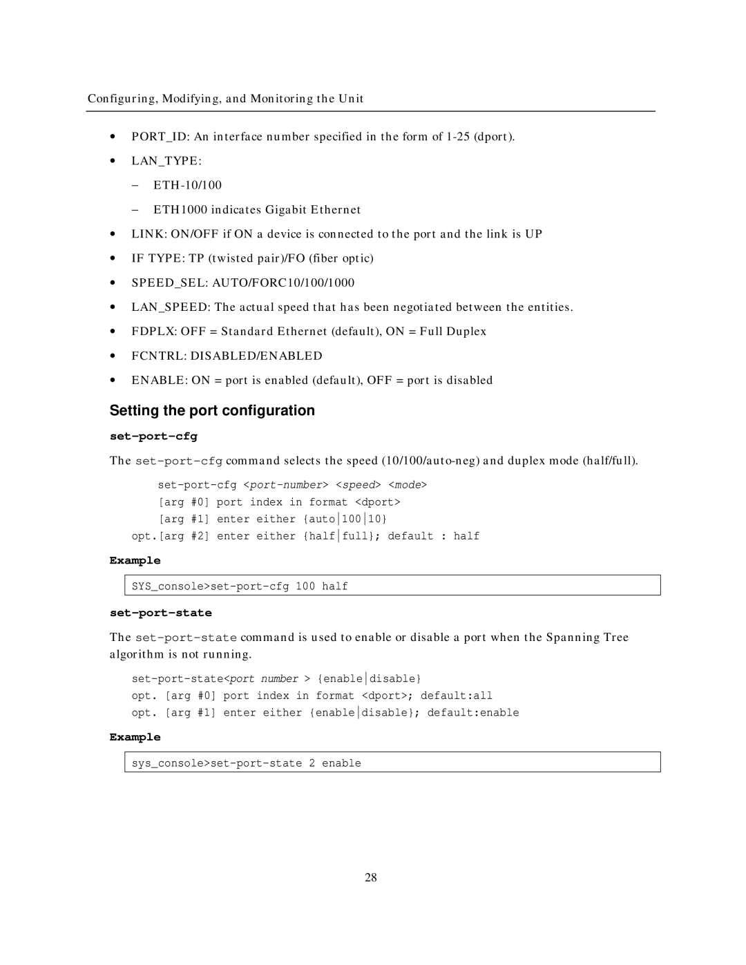 IBM NH2025-10 manual Setting the port configuration, Set-port-cfg, Set-port-state 