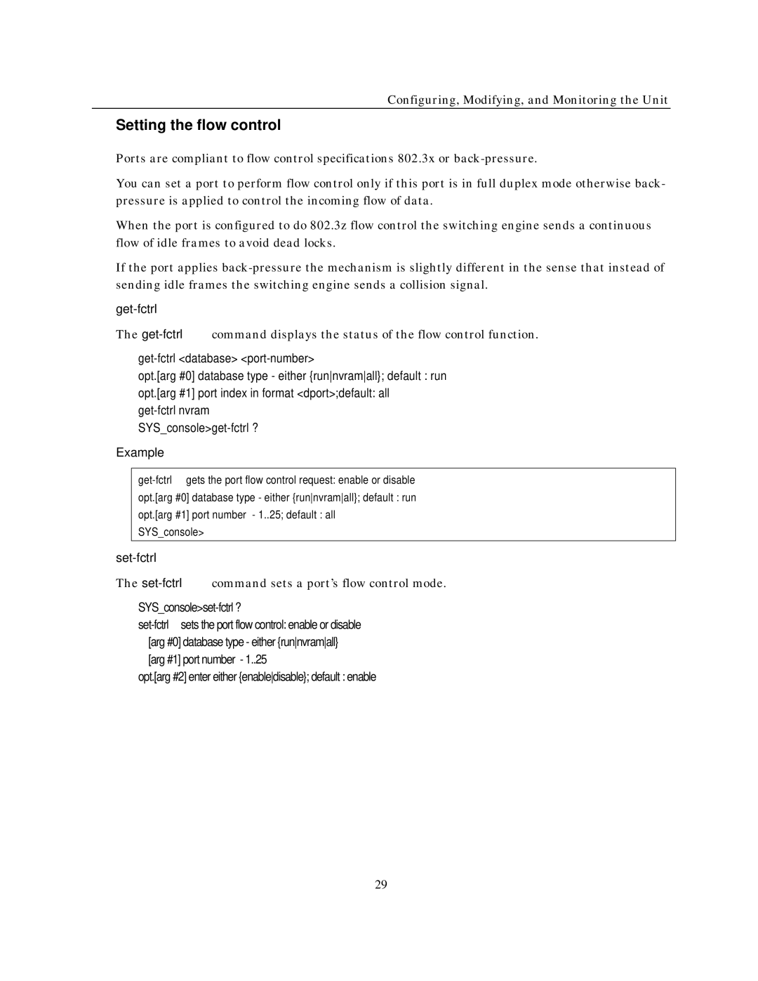 IBM NH2025-10 manual Setting the flow control, Get-fctrl, Set-fctrl 