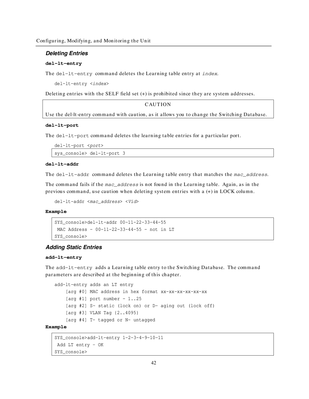 IBM NH2025-10 manual Deleting Entries, Adding Static Entries 