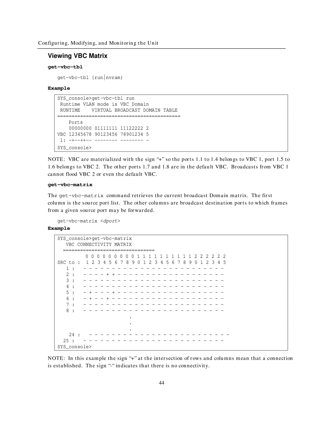 IBM NH2025-10 manual Viewing VBC Matrix, Get-vbc-tbl, Get-vbc-matrix 