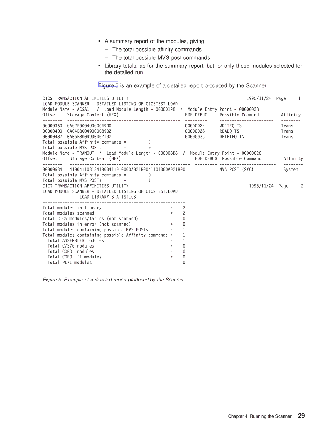 IBM OS manual Is an example of a detailed report produced by the Scanner 