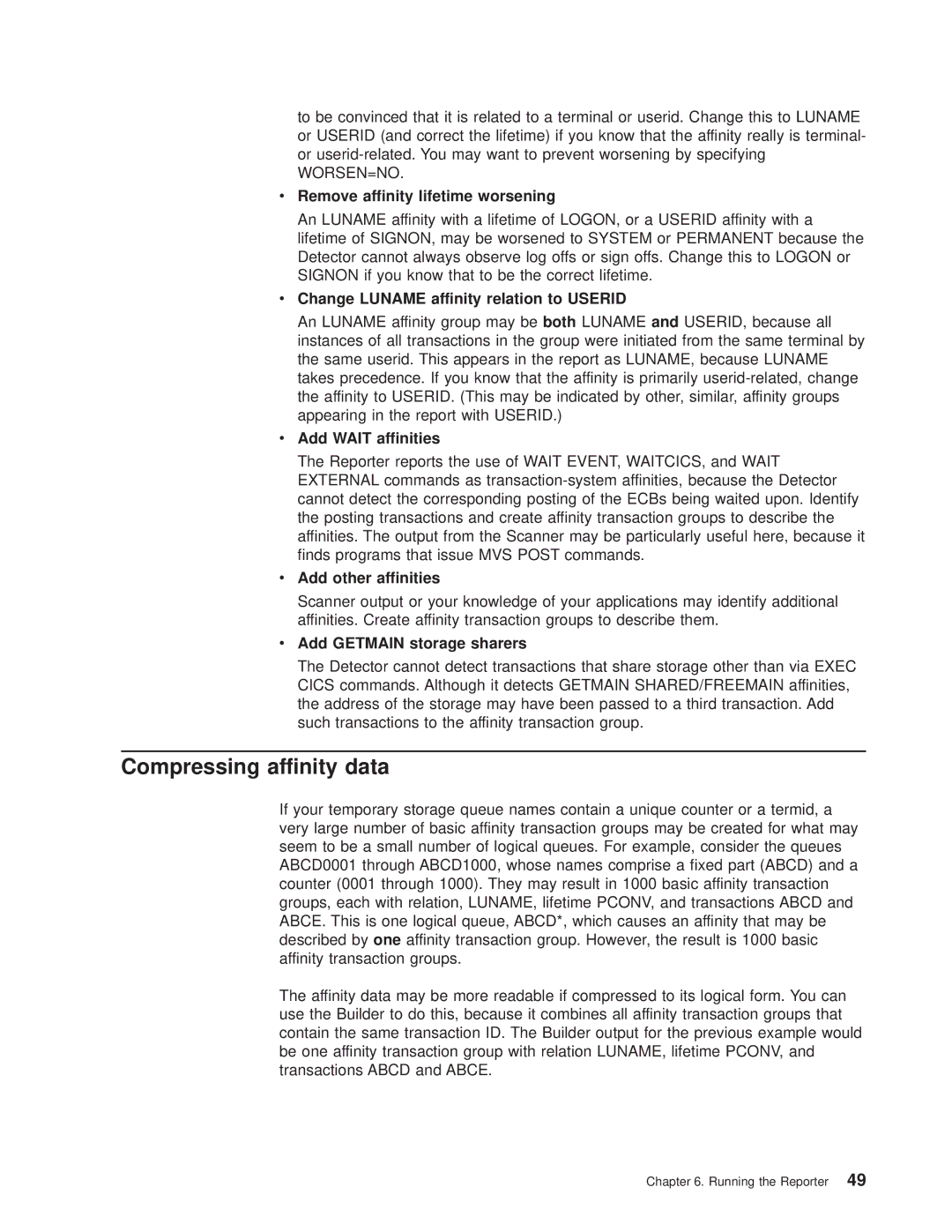 IBM OS manual Compressing affinity data 