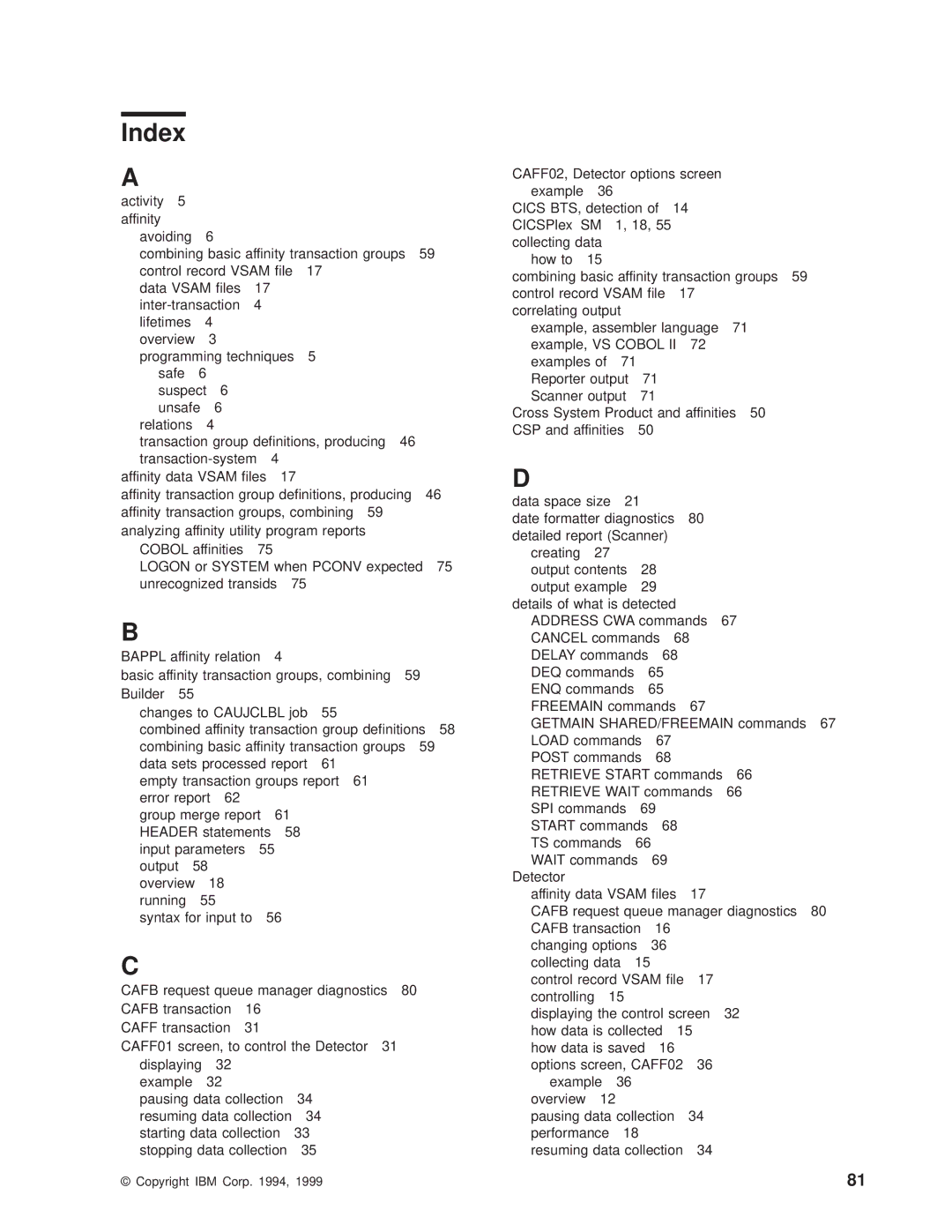 IBM OS manual Index 