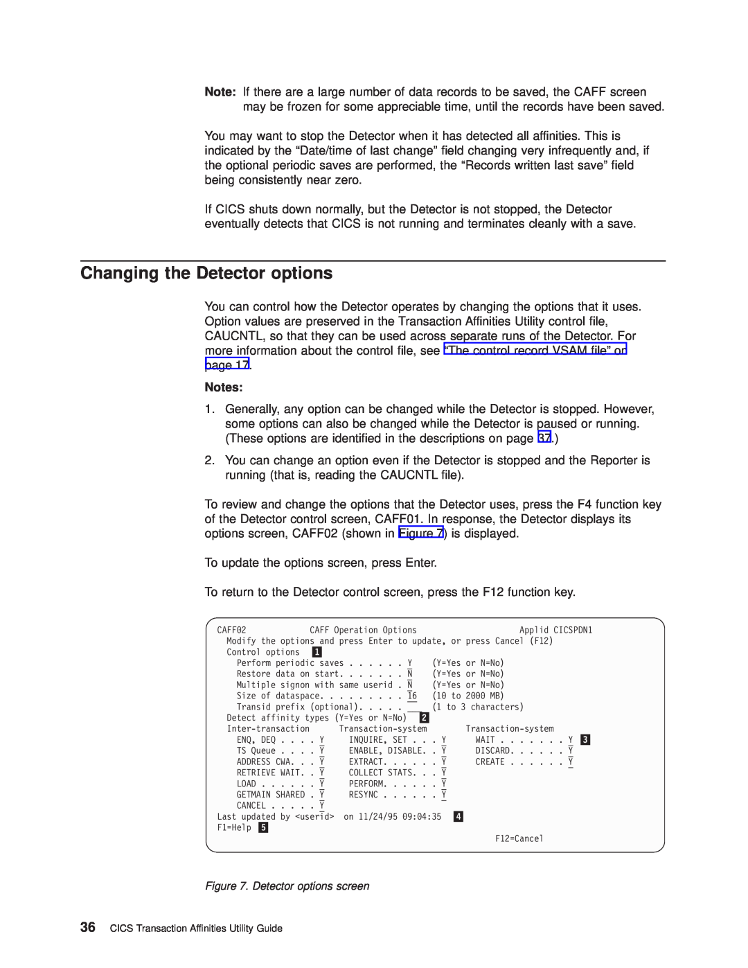 IBM OS manual Changing the Detector options 