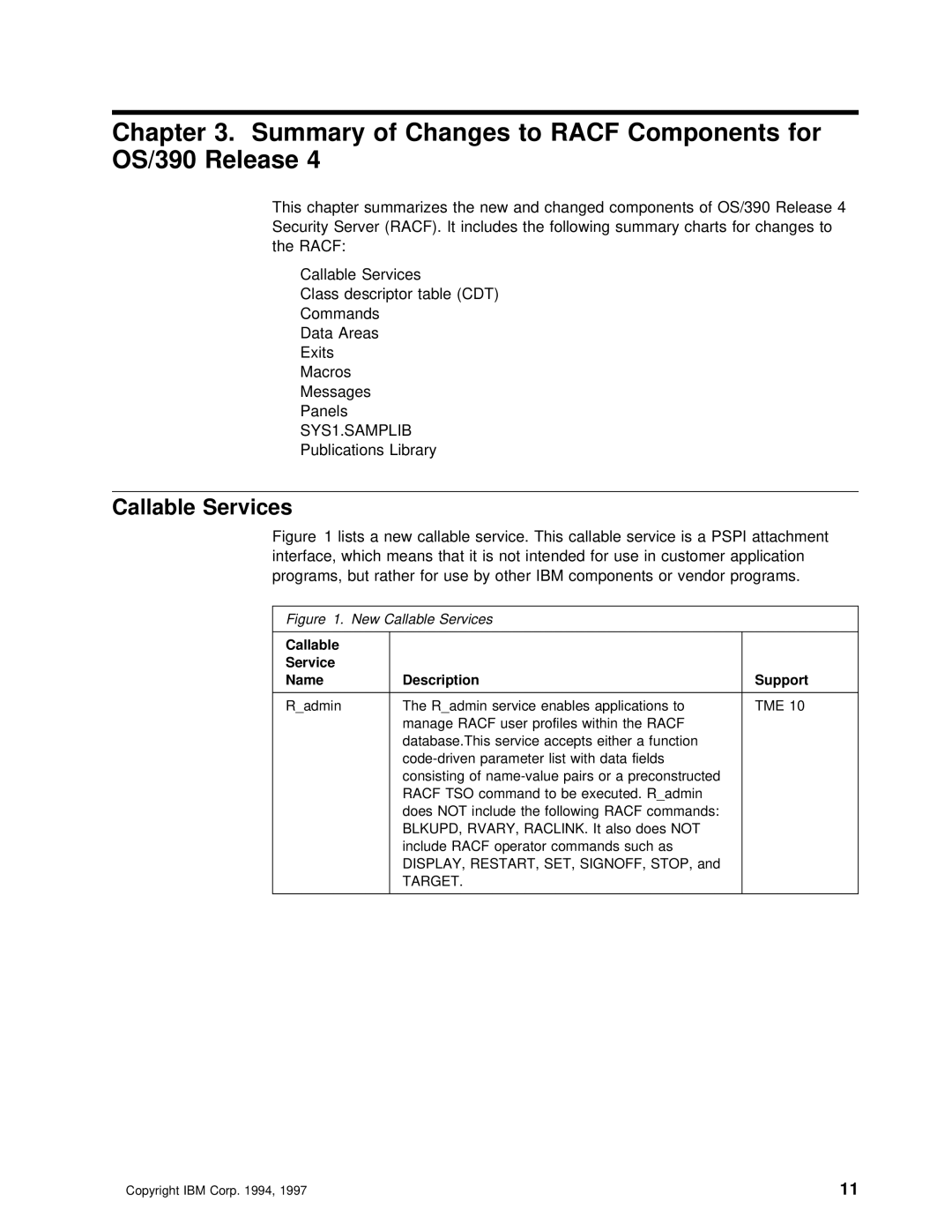 IBM OS/390 manual Release, SYS1.SAMPLIB, New Callable Services, Target 