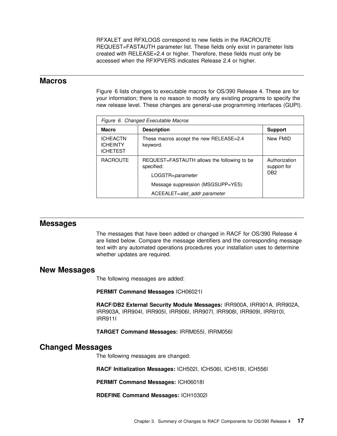 IBM OS/390 manual Macros, New Messages, Changed Messages 