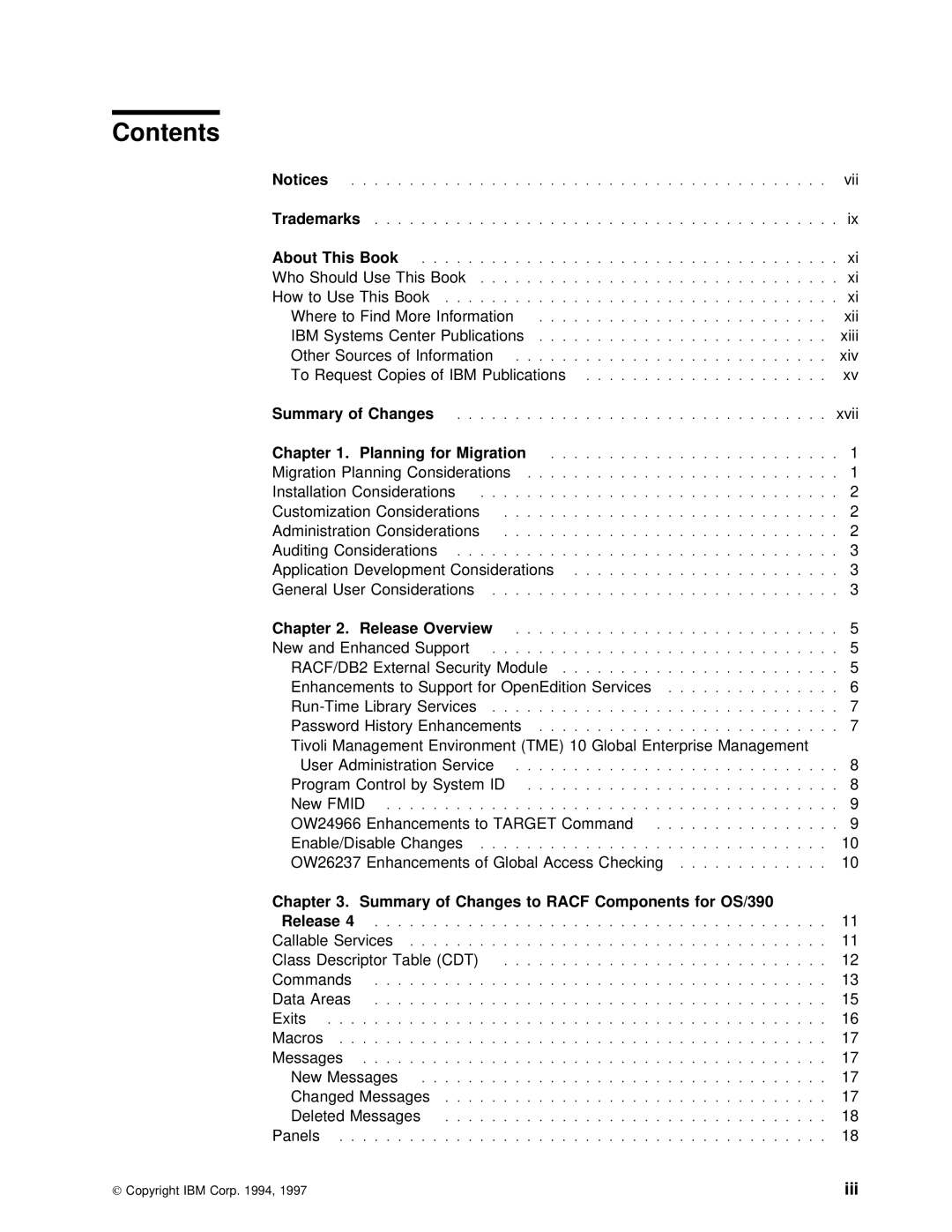 IBM OS/390 manual Contents 