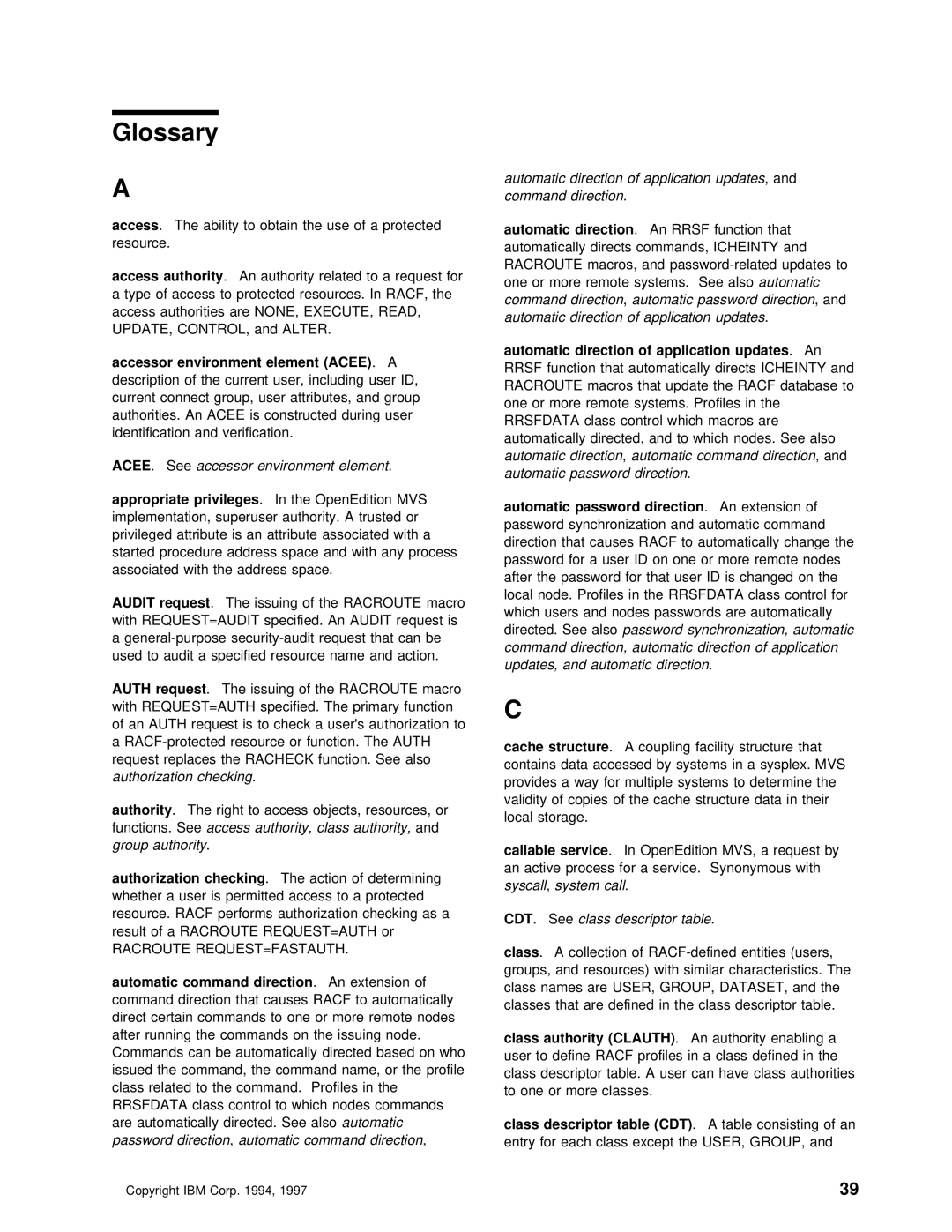 IBM OS/390 manual Glossary, Update, Mvs, Audit, Group 