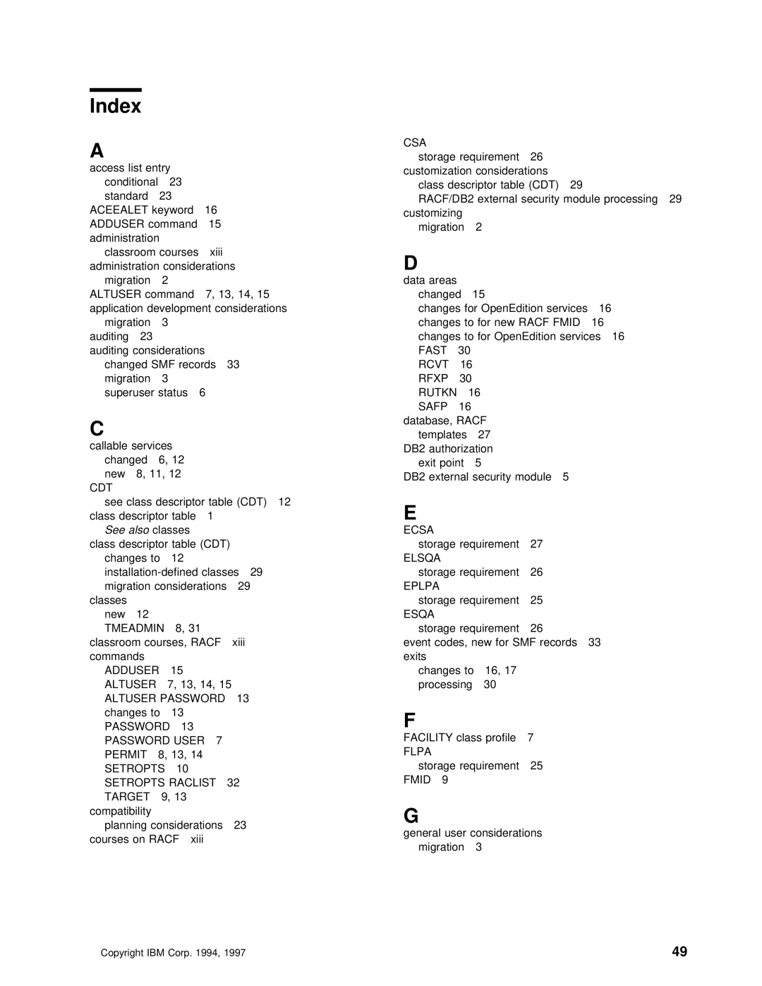 IBM OS/390 manual Index, See 