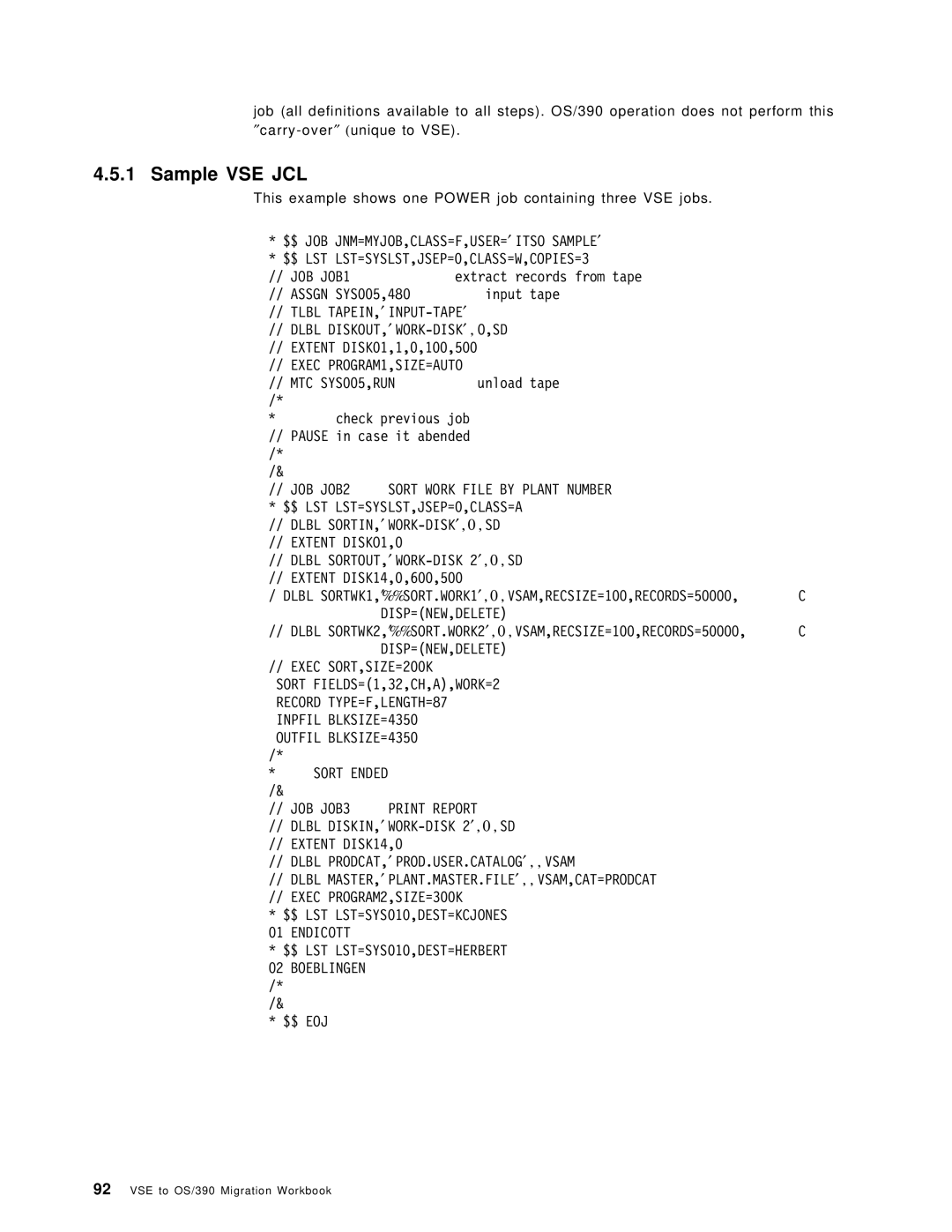 IBM OS/390 manual Sample VSE JCL 