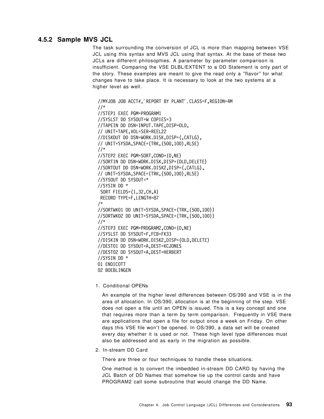 IBM OS/390 manual Sample MVS JCL, Myjob JOB ACCT#,′ Report by PLANT′ , CLASS=F,REGION=4M, Sysin DD * 01 Endicott Boeblingen 